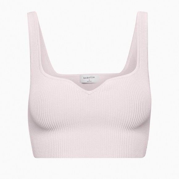 Babaton Tops - ARITZIA BABATON Sculpt Knit Notch Tank Ribbed Top Cropped XS